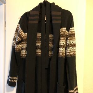 Long duster sweater with matching belt